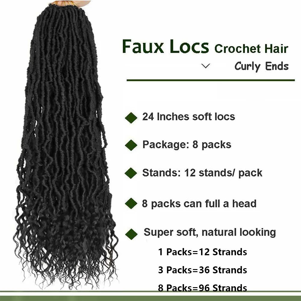 1/3/8 Packs Faux Locs Crochet Hair Curly Ends 14-30 Inch Soft Locs Crochet Dreads Boho Braids Crochet Faux Locs Synthetic Hair Viralgem Store
