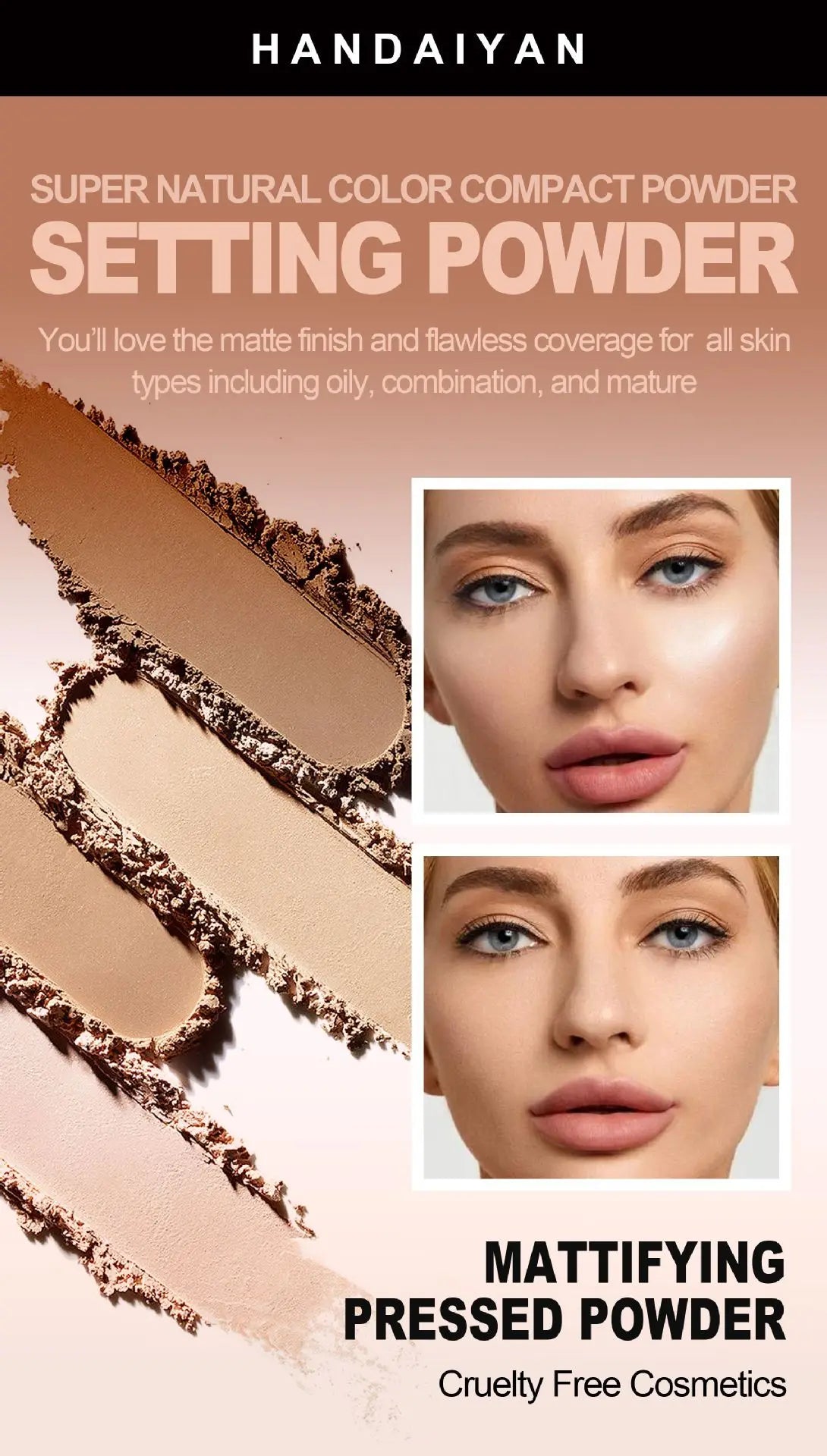 8 Color Matte Face Pressed Powder 24 Hours Oil Control Natural Setting Powder Foundation Full Coverage Waterproof Lasting Makeup Viralgem Store