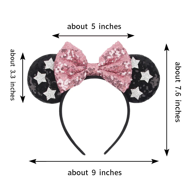 2024 NEWEST Disney Bo Peep 3.3"Ears Headband For Girls 5" Sequins Bow Hairband Festival Party Cosplay DIY Hair Accessories