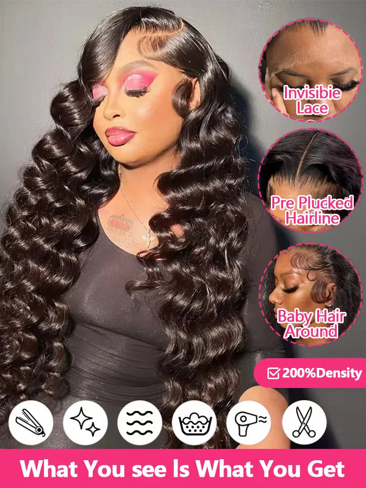 200 Density Loose Deep Wave 13x4 HD Lace Front Human Hair Wigs Brazilian 30 Inch Curly Water Wave 5x5 Glueless Wig Human Hair Viralgem Store