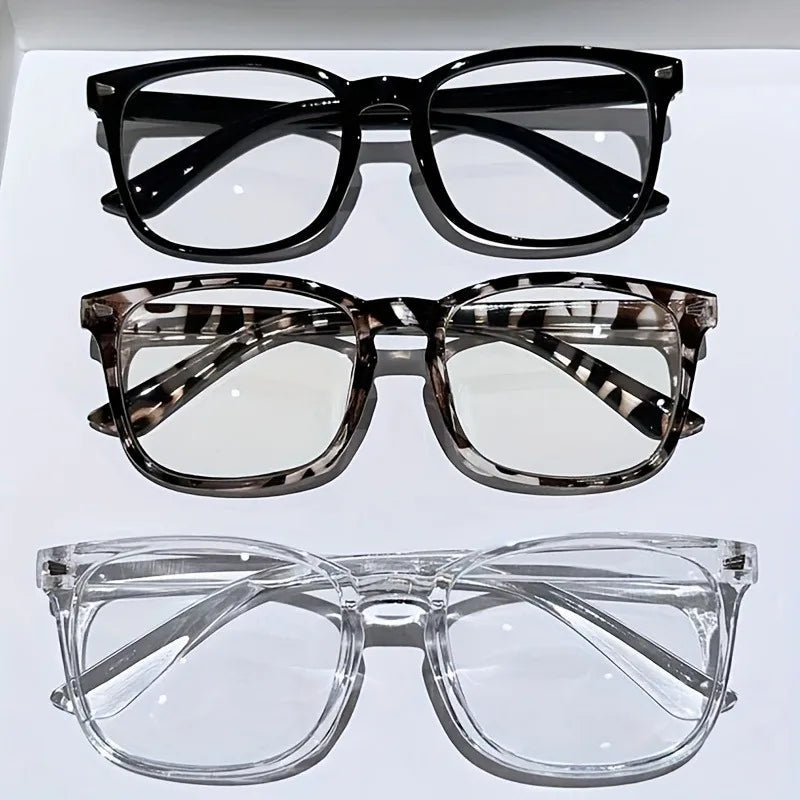 3pcs Lightweight PC Frames Minimalist Square Clear Lens Glasses - Blue Light Blocking, Full Frame, for Everyday & Casual Wear Viralgem Store