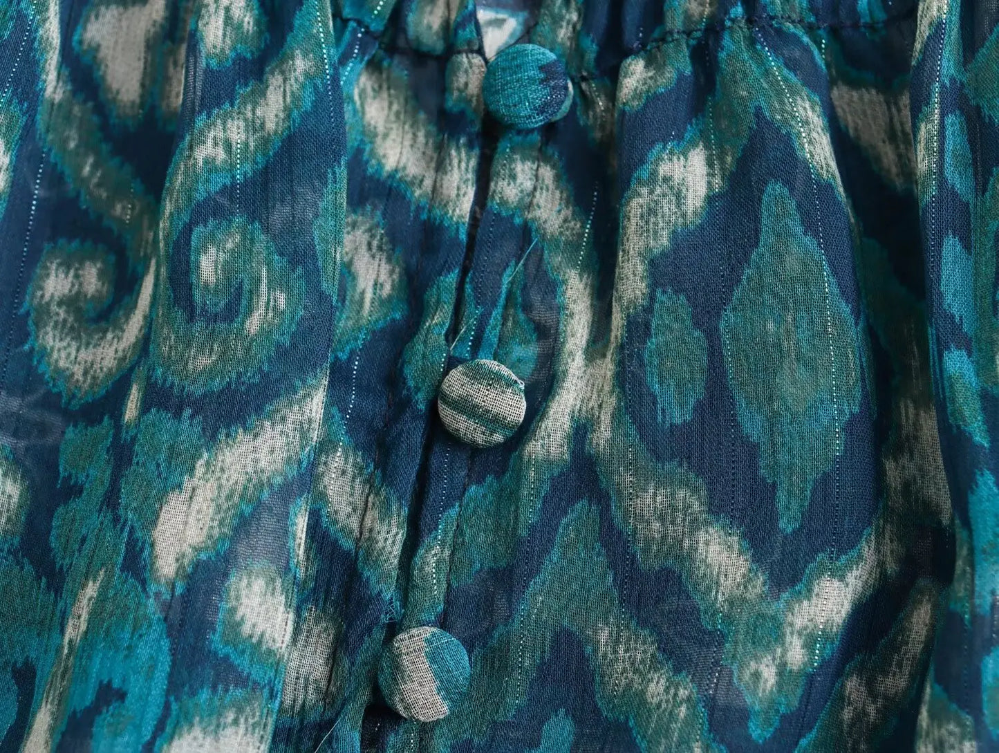 TRAFZA Vintage Casual Chic Print Women Suit O-Neck Single Breasted Blouse Loose Long Straight Skirt Fashion 2024 Boho Set