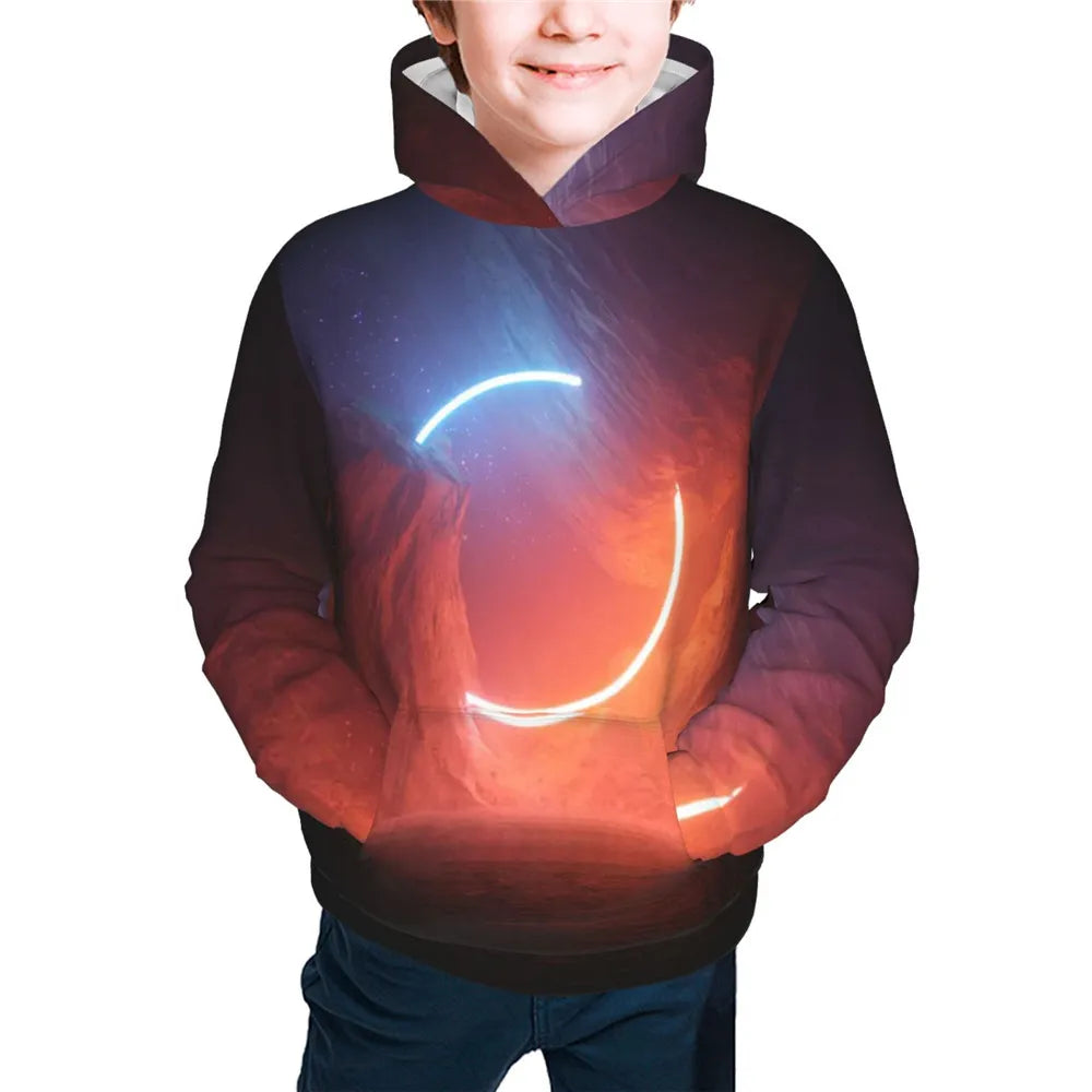 Vintage Harajuku Hoodies Retro DailySporty Cartoon Kids Printed Comfortable Loose Streetwear Letter Autumn Winter Clothes