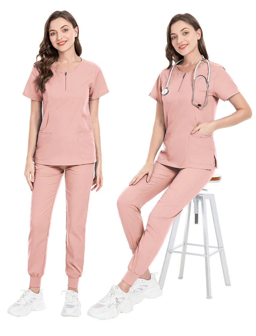 Surgical Uniforms Woman Scrub Set Medical Nurse Beauty Salon Workwear Clinical Scrubs Top + Pant Spa Doctor Nursing Tunic Suit