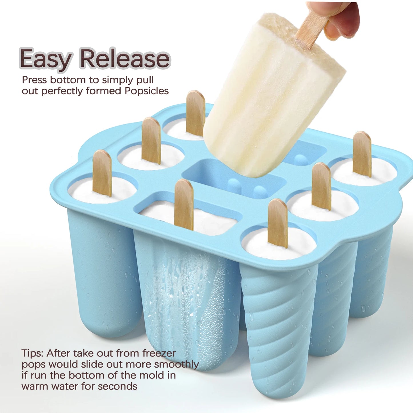 Summer DIY Ice Cream Tools With Wooden Sticks Silicone Popsicle Molds Kitchen Accessories Quench Thirst Snacks for Children