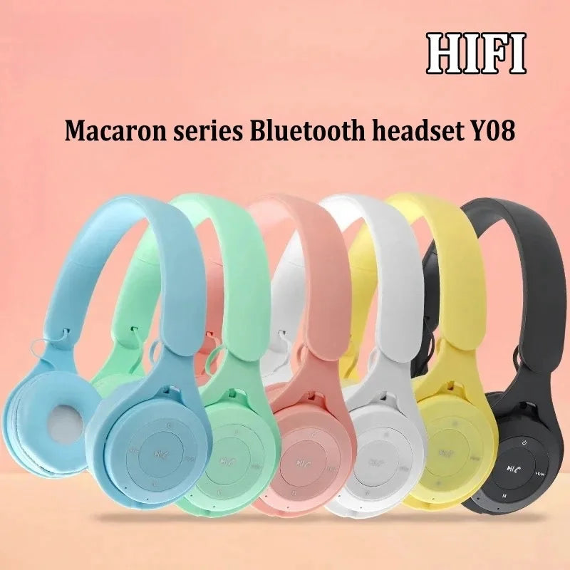 Y08 Macaron Wireless Bluetooth Headphones With Microphone Wired Earphones Gaming Headset Gamer Mp3 Players Choice Kids Gifts Viralgem Store