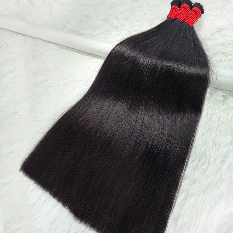 Virgin Remy Black Straight Raw Indian Vietnamese Russian Bulk Human Hair Bundles For Braiding 100%  Human Hair Bulk Extensions