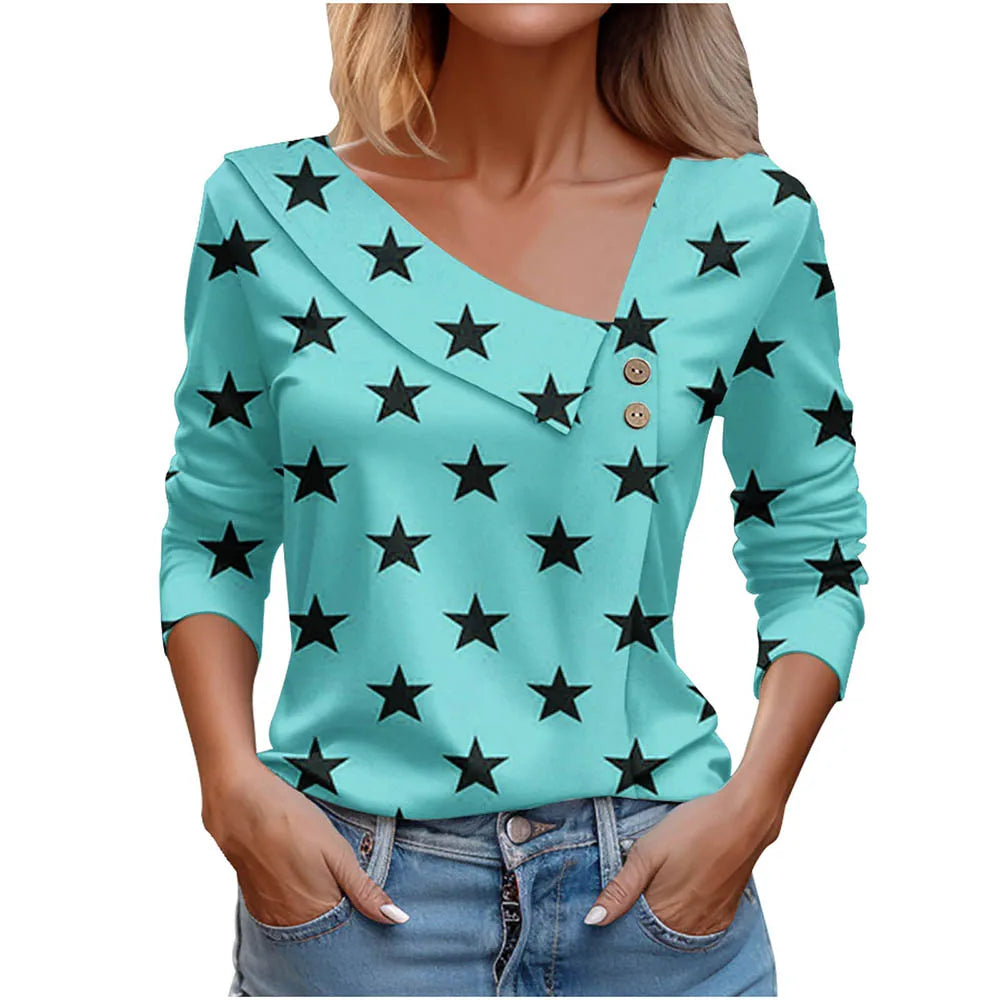 T Shirt For Women Fashion Long Sleeve Top White Floral Print Shirts And Blouses Autumn Winter Clothes For Women 2024 Viralgem Store