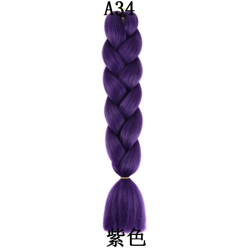 Synthetic 1Pcs 24inch 100g Braiding Hair Box Braids Colorful Twist Braiding Hair Extensions Synthetic Crochet Braiding