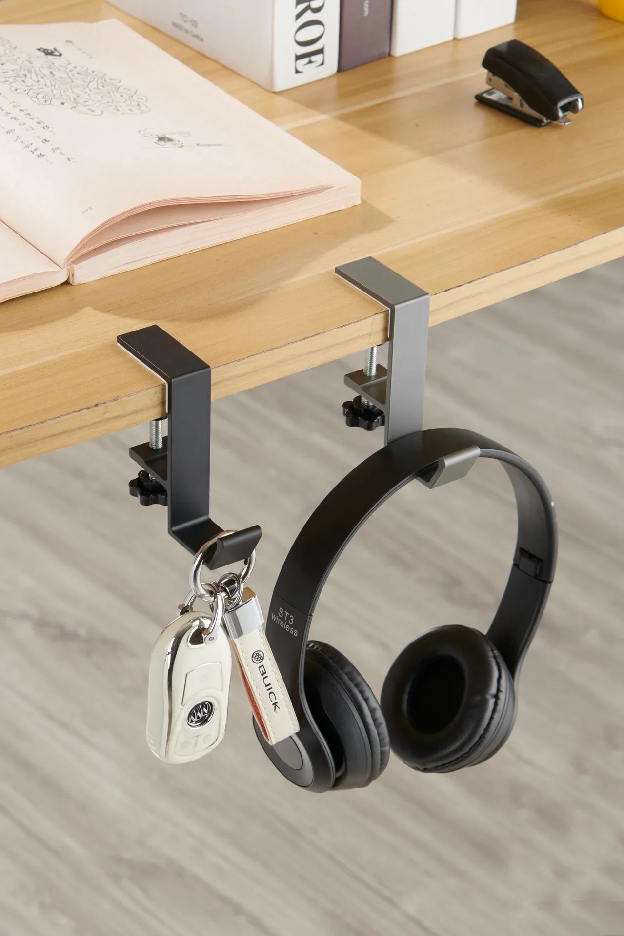 1pc Adjustable Desk Edge Hook Without Punching Office Desktop Edge Hanging Bag Hook Student Backpack Headphone Hanging Hook