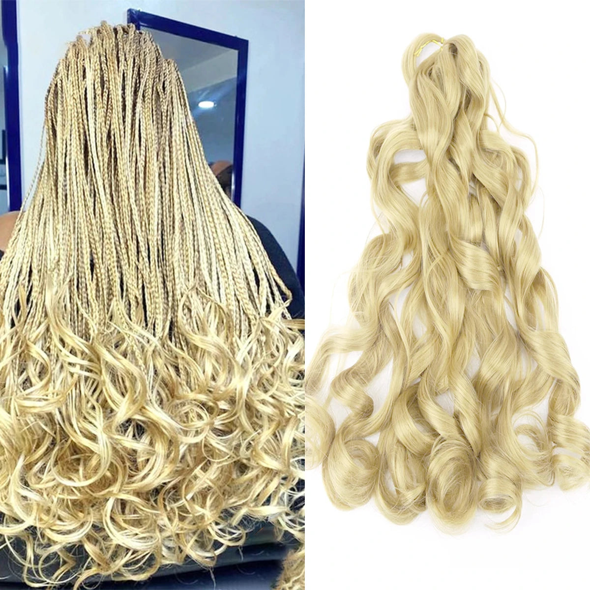 16-24 inches Synthetic French Curly Crochet Braiding Hair Loose Wave Ombre Hair for Women Spiral Pre Stretched Hair Extensions Viralgem Store