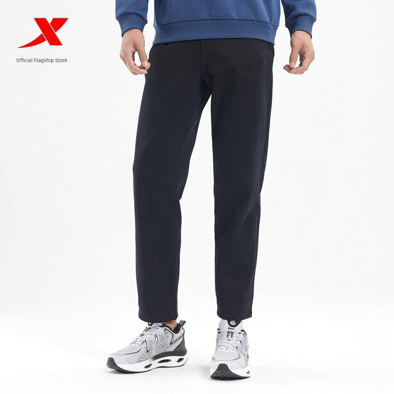 Xtep Fleece-lined Thermal Knitting Pants Male Fall and Winter New Arrival Training Workout Pants Loose Casual Straight Men's Pants