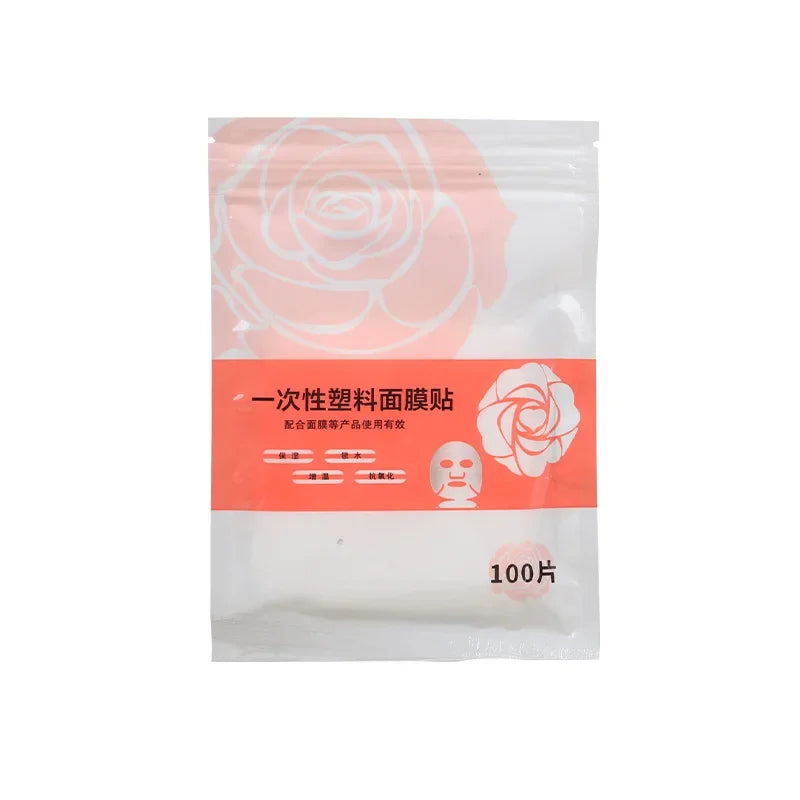 100pcs Masks Wrap Face Plastic Film Full Face Cleaner Mask Neck Stickers Paper Disposable Transparent Facial Beauty Makeup Tools