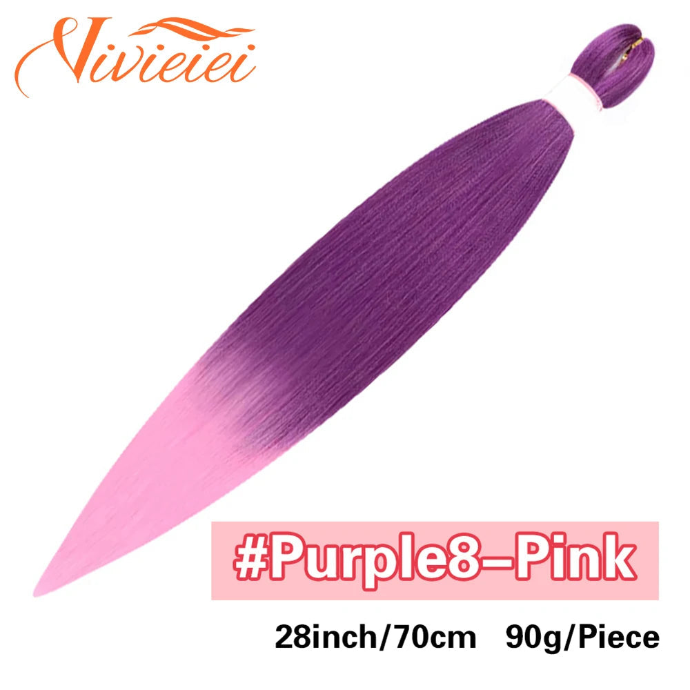 Synthetic Jumbo Braids Hair Extensions 28 Inch Braiding Hair Pre Stretched Orange Green White Blue Red Pink Purple Braids Viralgem Store