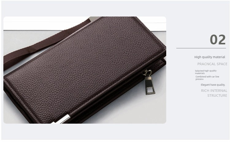 Trendy Long Business Men's Casual Zipper Handbag