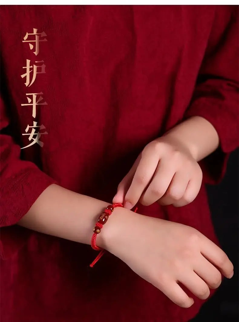 UMQ Original Birth Year Couple Cow Rabbit Dragon Dog Agate Resolve Twelve Zodiac Signs Braided Red Rope Bracelet