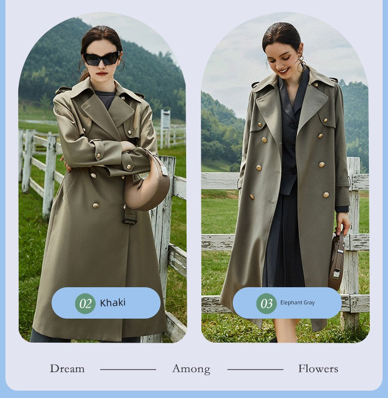 2024 Spring & Fall New Arrival Big Brand Classy C Double Breasted Loose Retro Elegant Mid Length Long Length Trench Coat Outwear Women Viralgem Store