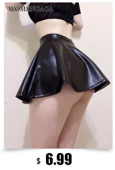 WOMENGAGA Leather Matte Slim Mini Sexy Fashion PU Hot Short High Waist Skirt Korean Nightclub Streetwear Wholesale Clothes 7ST Viralgem Store