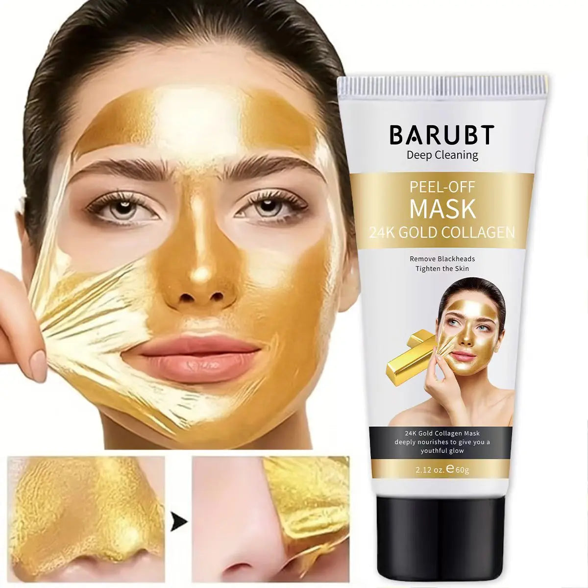 24K gold foil peel off the mask 60g exfoliating deep cleaning and remove the black head acne and tender skin