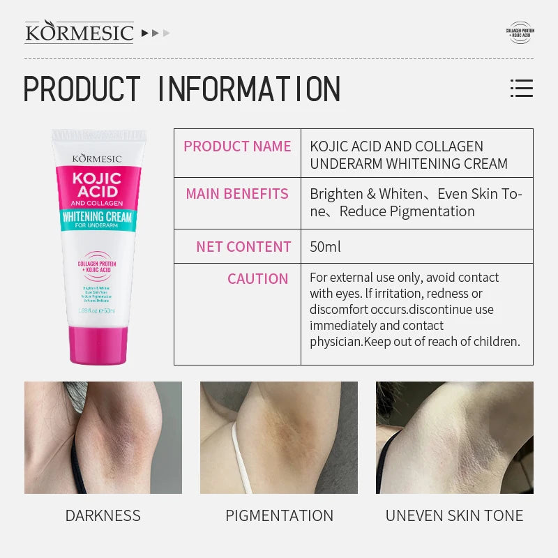 50g Body Underarm Whitening Cream Private Parts Bleaching Whiten Butt Knee Brighten Inner Thigh Intimate Dark Remove Melanin Viralgem Store