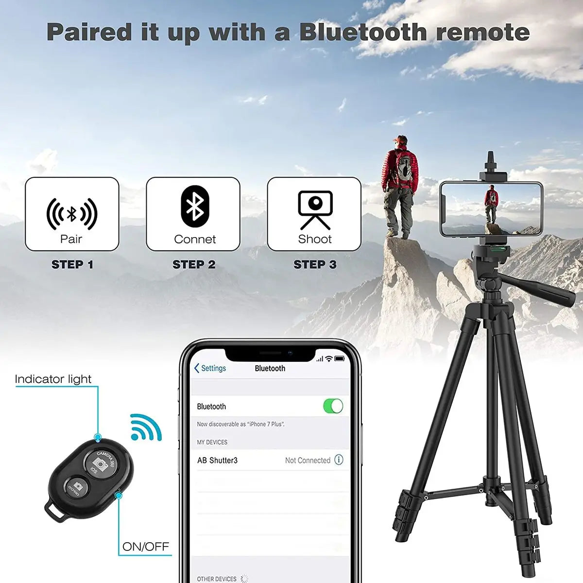 Tripod For Phone 100cm Video Recording Phone Tripod Stand with Bluetooth Remote Universal Camera Phone Photography Stand Viralgem Store