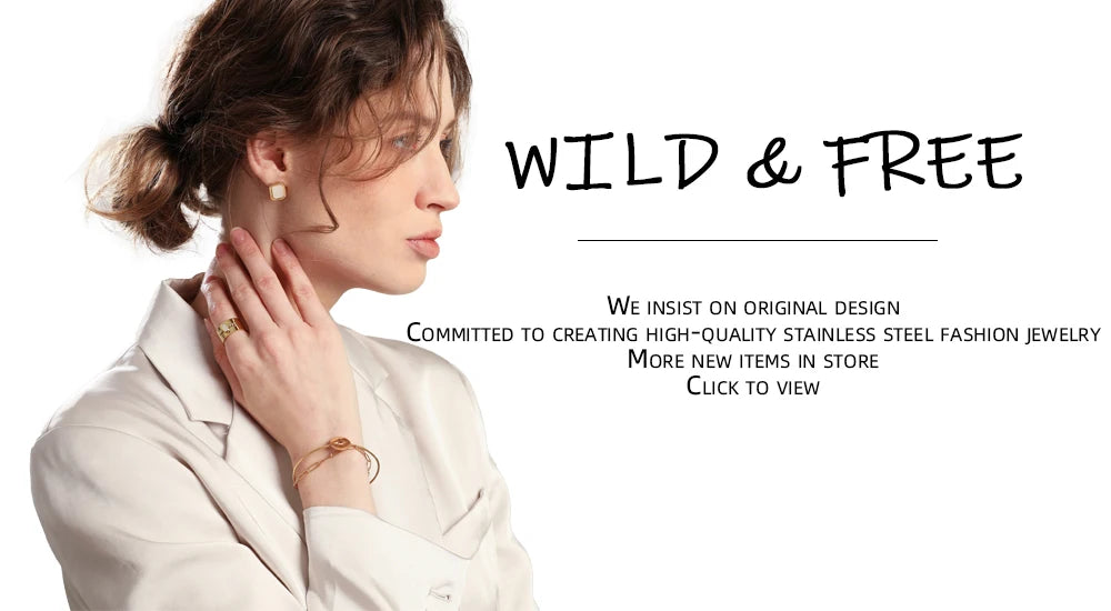 WILD & FREE 18K Gold Plated Natural Stone Stainless Steel Drop Earrings for Women Green African Turquoise Charm Vintage Jewelry