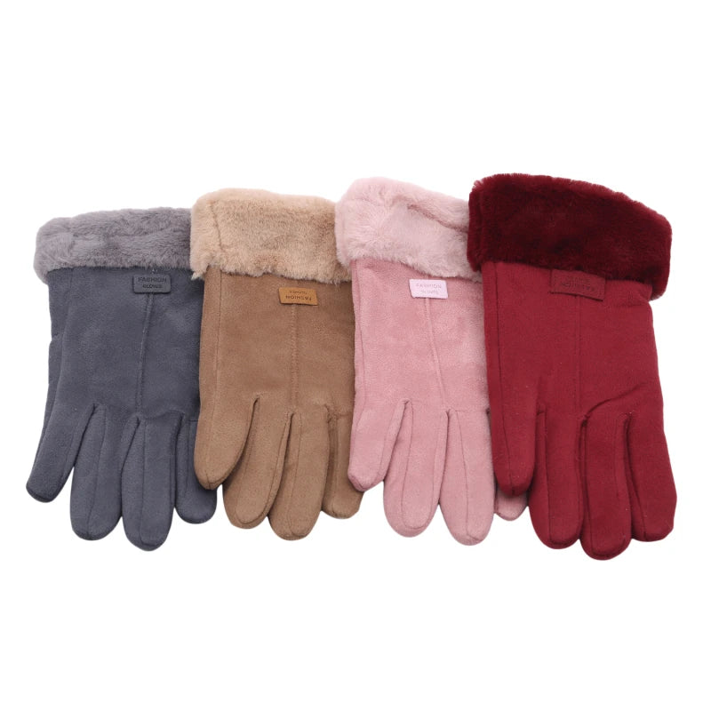 Women Gloves Autumn Winter Fashion Thickening Cold-Proof Warm Mitts Full Finger Mittens Outdoor Female Gloves Touchable Screen