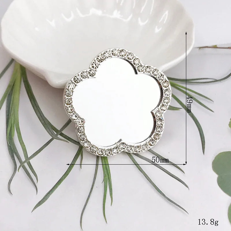 2pcs Round Mini Cute Love Heart Make Up Mirror For Mobile Phone Accessories Self-Adhesive Sticker DIY Phone Decoration Crafts Viralgem Store