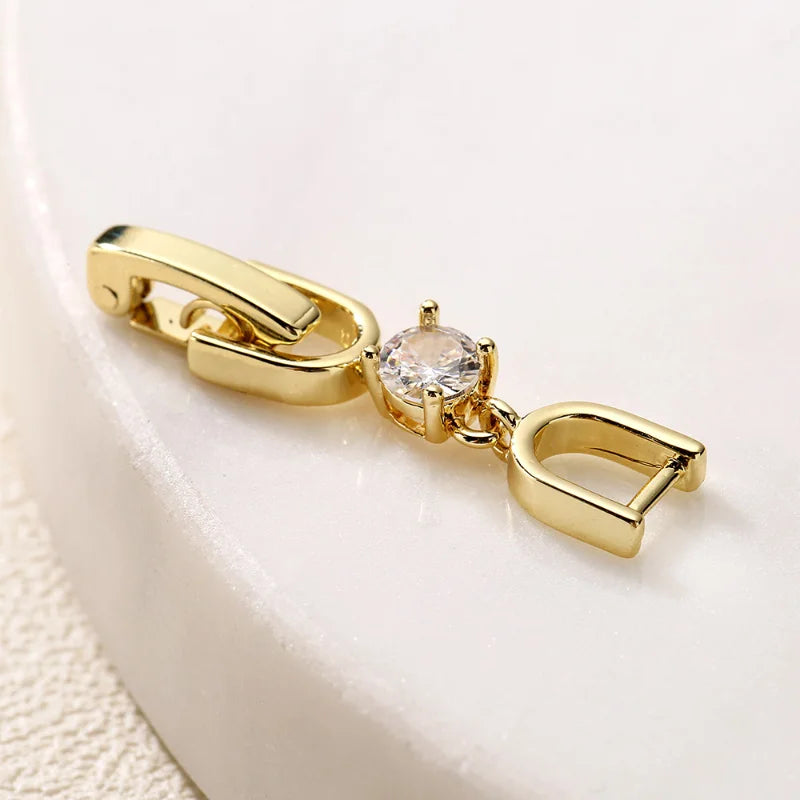 Uilz Fashion 1 Pcs Round Cz Zirconia White Rose Gold Color Extenders Extension Clasp for Bracelet or Necklace