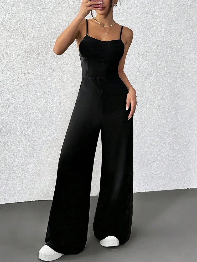 Summer New Women Sling Jumpsuits Streetwear Fashion Casual Slim Jumpsuits Black Sexy Backless V-Neck Sleeveless Female Clothing Viralgem Store