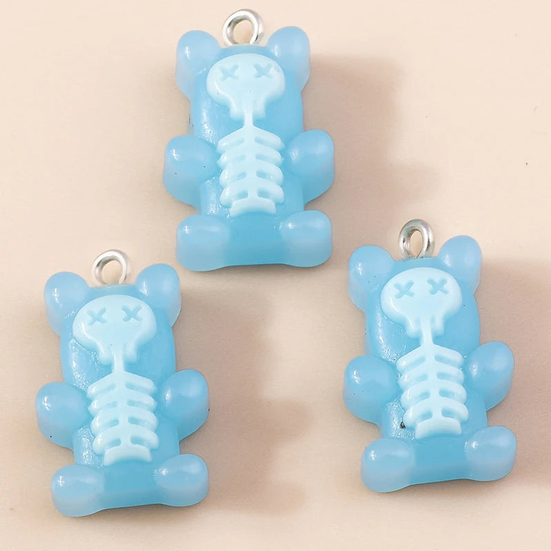 30colors 10pcs 22X11mm Candy Color Gummy Mini Bear Charms for Making Cute Earrings Pendant Necklace DIY Creative Jewelry Finding