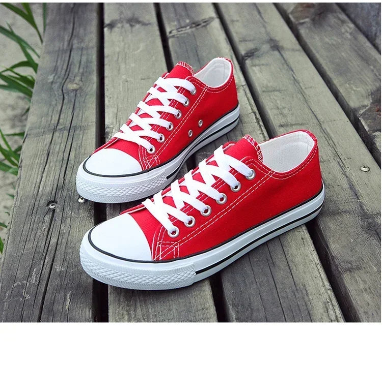 Student Running Solid ShoesWomen Vulcanized Ladies Lace-up Casual Breathable Walking Canvas Sneakers Spring Summer New Style Men