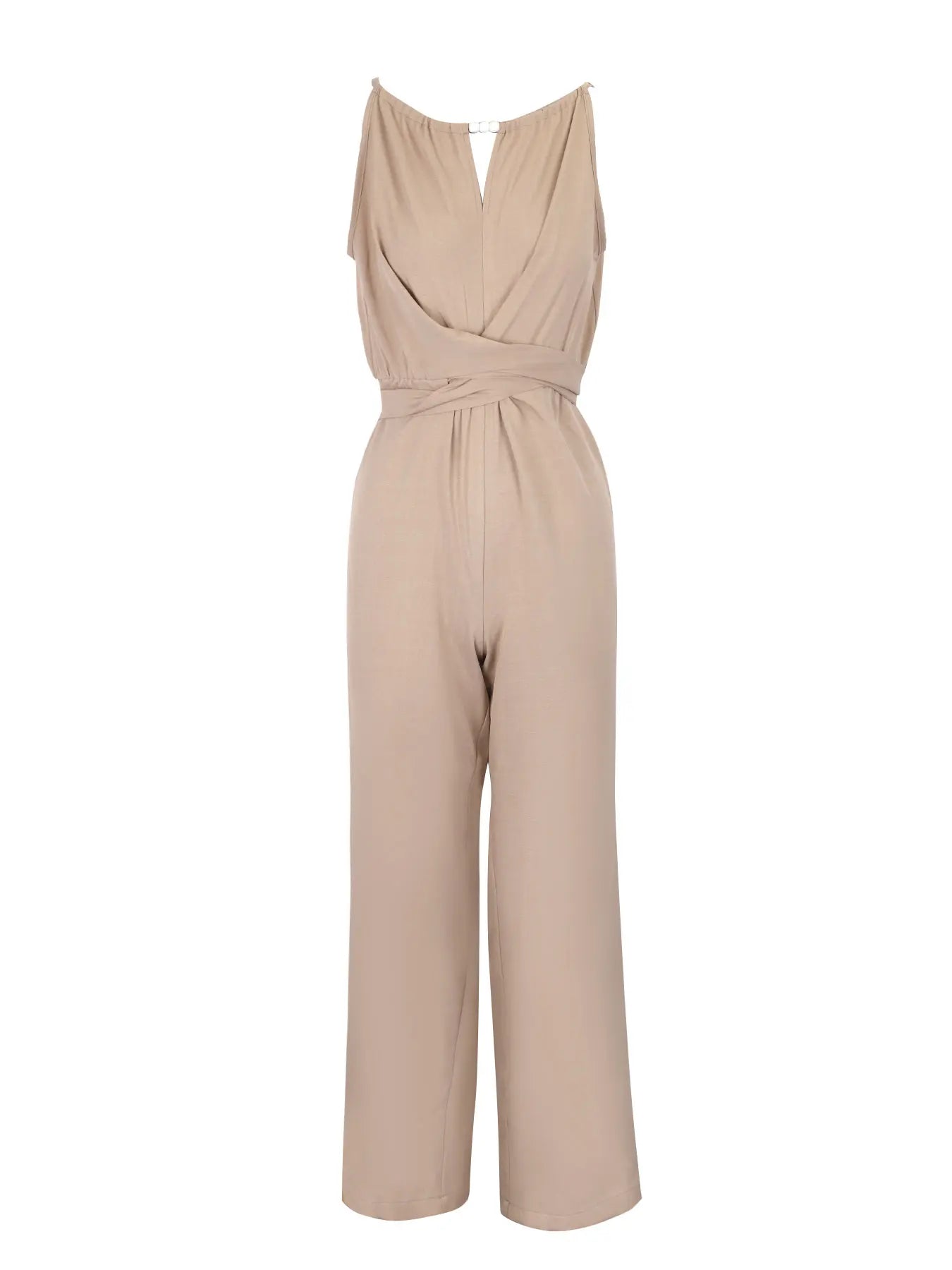 Women's Jumpsuits Summer Sleeveless Solid Fashion Bandage O- Neck Sexy Slim Folds Jumpsuits Casual Streetwear Simple Jumpsuits Viralgem Store