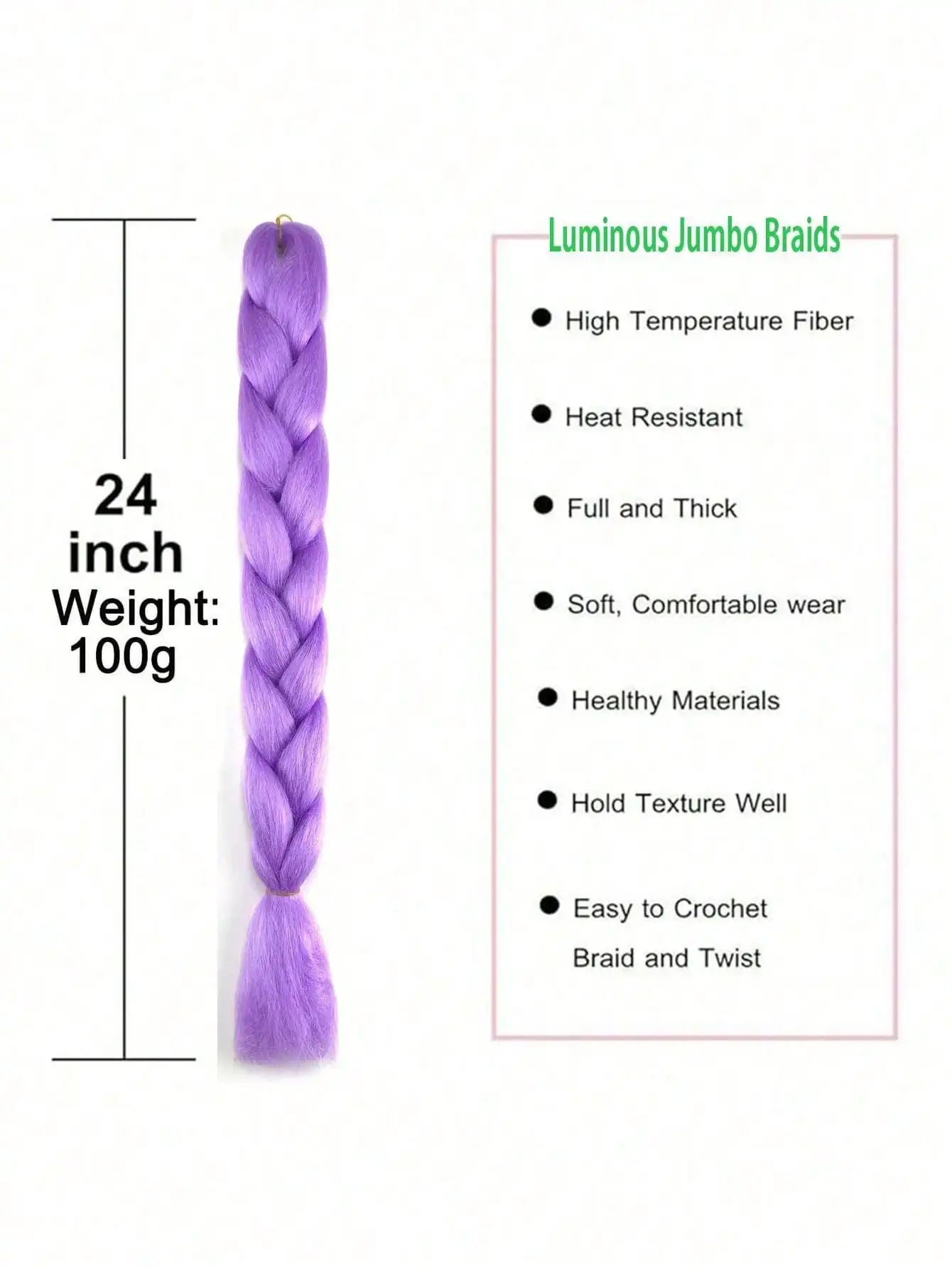 1pcs Synthetic Luminous Jumbo Braids Hair Neon Glowing Fluorescent Braiding Hair Extensions for Women and Girl  Music Festival Viralgem Store