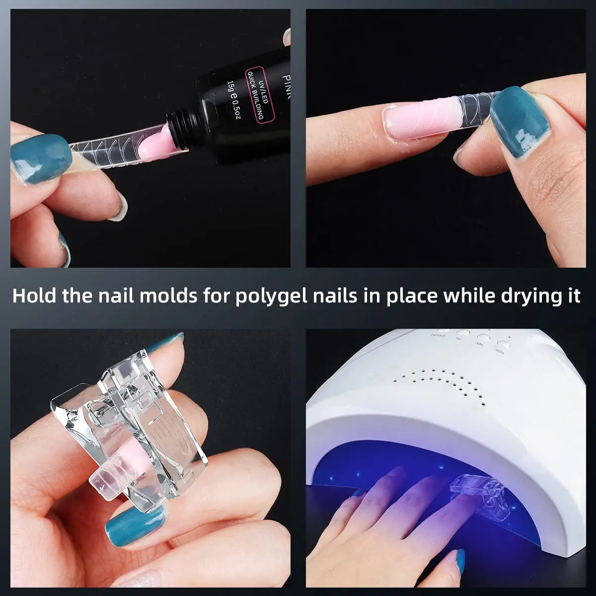 5Pcs Nail Tips Clip, Gel Nail Clamps Finger Extension UV LED Clip