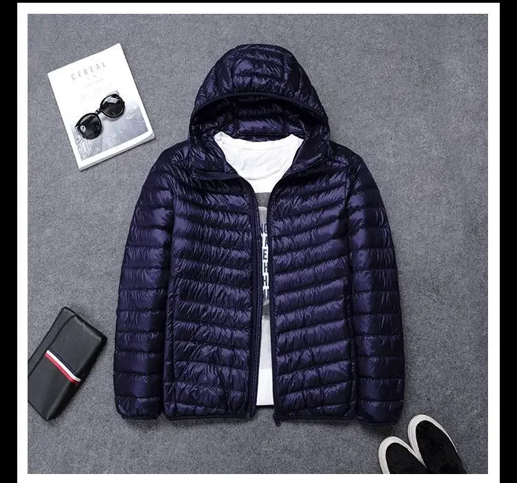 2024 New High-grade Men's White Duck Down Light Down Jacket Men's Short Hooded Men's Autumn Winter Lightweight Coat Men Jacket