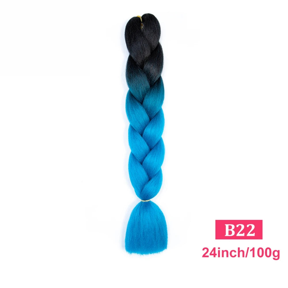 24inch Synthetic Long Braiding Hair Pre Strethced Colorful Ombre Brown Blonde Crochet Jumbo Braids Hair Extensions For Women
