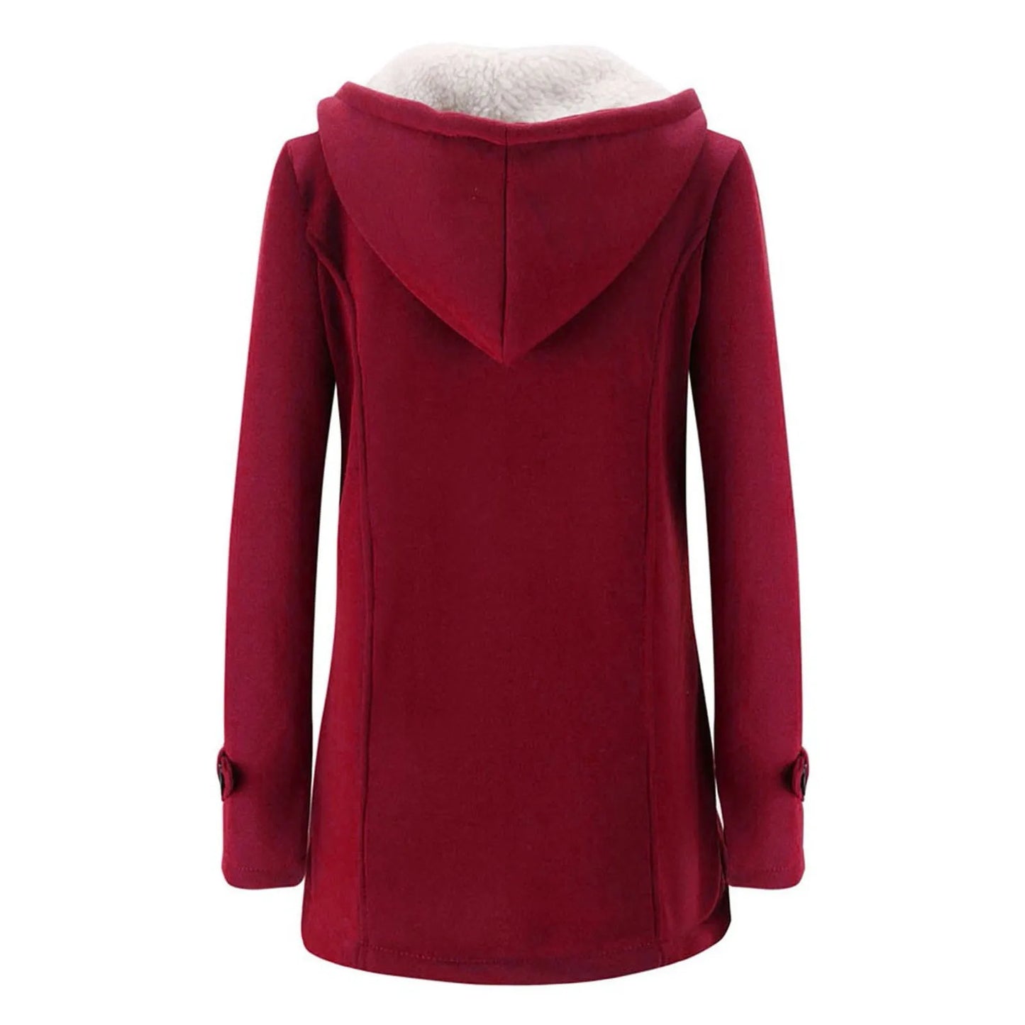 Womens Winter Coats Thicken Sherpa Lined Jacket Fashion Horn Button Hooded Outwear Warm Wool Blended Pea Coat Pockets