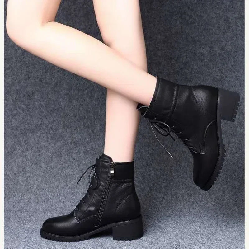 2025 Women's Shoes Luxury Chelsea Boot Women Leather Boot Chunky Winter Shoe Platform Ankle Boots Thick Heel Brand Designer Viralgem Store