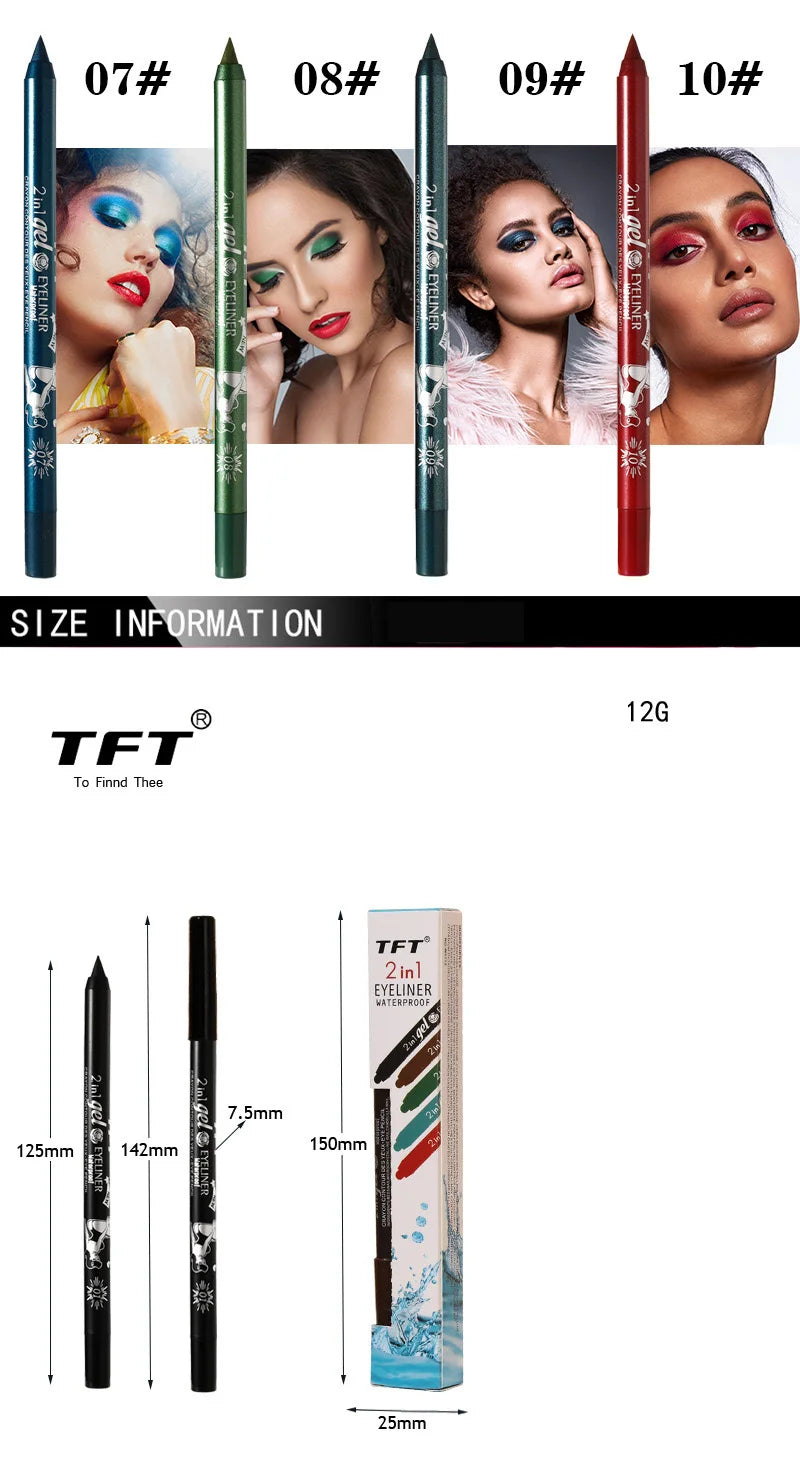 Waterproof Eyeliner Long Lasting Pencil Colourful Pigment Blue Black White Color Gel Eye Liner Pen Makeup Eye Beauty Cosmetics