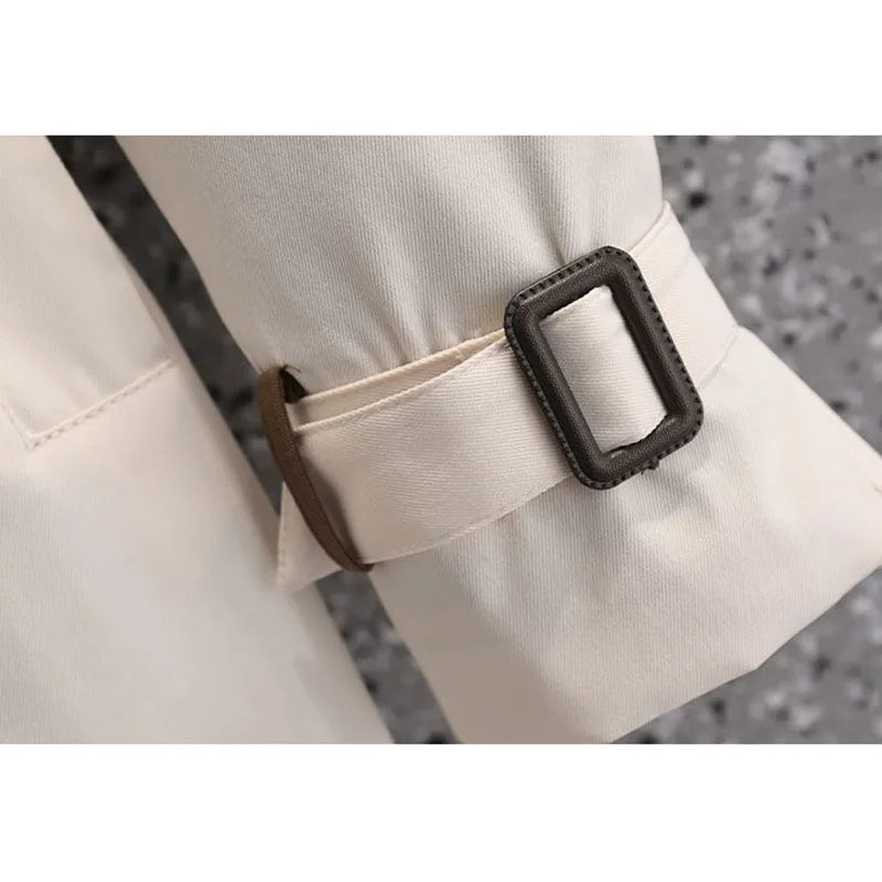 2024 Autumn Korean Mid-length Trench Coat Women Fashion Contrast Color Patchwork Spring Windbreaker Coat Female Windproof Jacket Viralgem Store