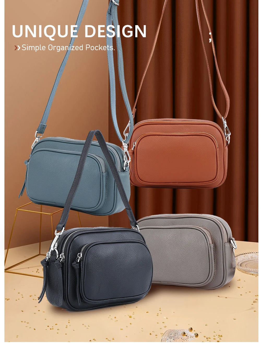 Zency Designer Women Shoulder Bag Genuine Cowhide Leather Handbag Zipper Pockets Large Capacity Female Crossbody Bag White Viralgem Store