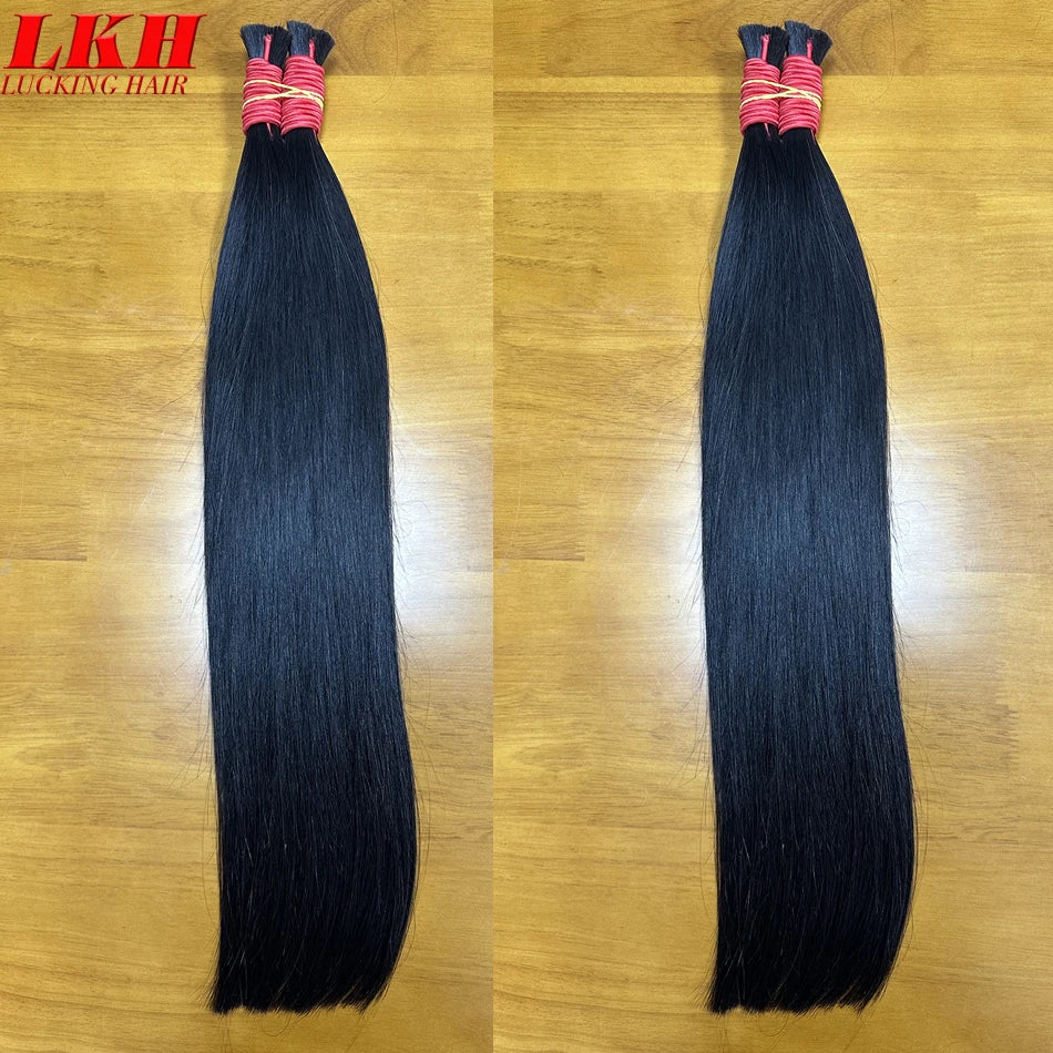 Virgin Remy Black Straight Raw Indian Vietnamese Russian Bulk Human Hair Bundles For Braiding 100%  Human Hair Bulk Extensions