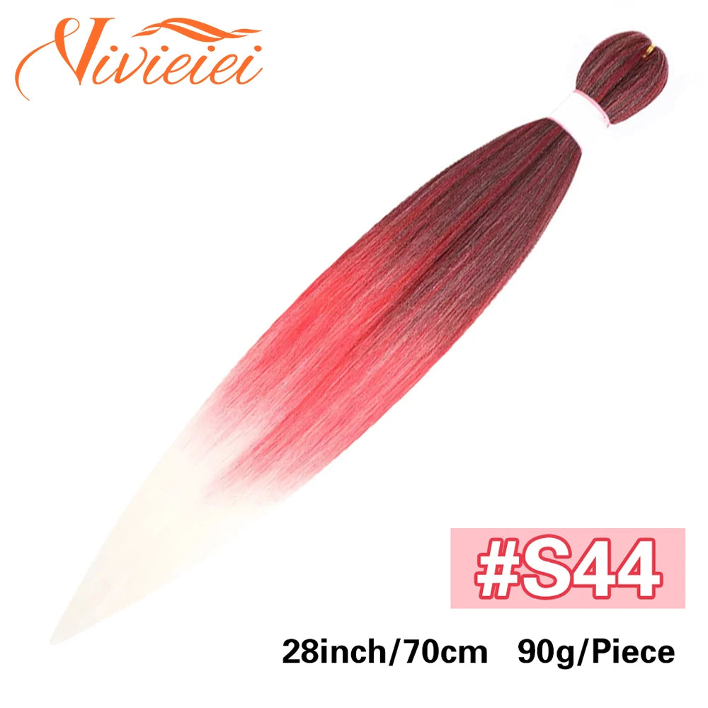 Synthetic Jumbo Braids Hair Extensions 28 Inch Braiding Hair Pre Stretched Orange Green White Blue Red Pink Purple Braids Viralgem Store