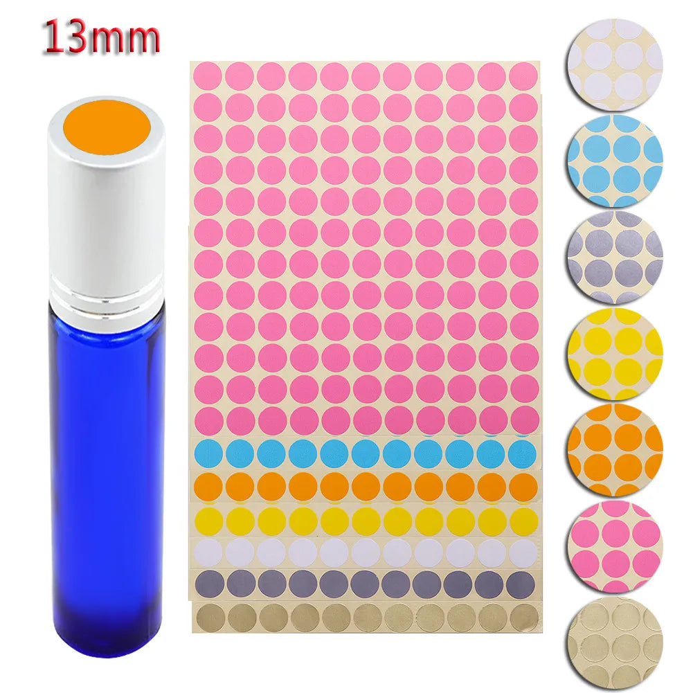 1 Sheet of 132 Blank Round Stickers Labels for Essential Oil Bottle Cap Lid Water Resistant 7 Color Sticker 13mm DIY