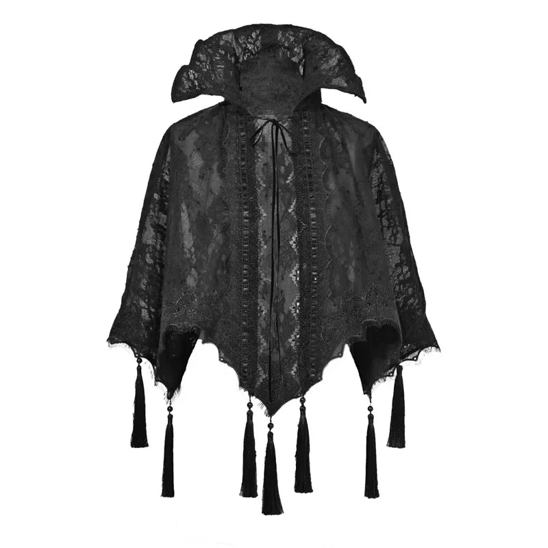 2024 Autumn Winter Halloween Chic Lace-Up Wrap Women's Clothes New Dark Style Goth Lace Cape Shawl Jacket Apparel Accessories Viralgem Store