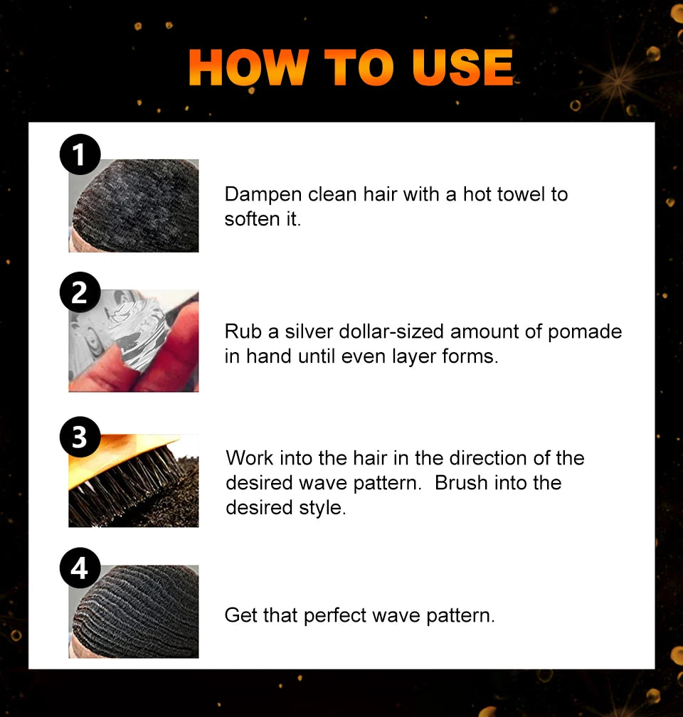 100g Waves Control Pomade Set 360 Wavy Hair Oil With Brush Natural Silky Shine Style Sport Waves Cream For African Black Men