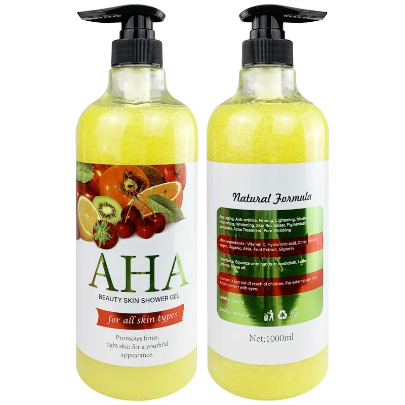 1000ml Vitamin C Body Lotion Anti-aging Shower Gel AHA and Arbutin Beauty Skin Body Wash for Dropshipping Viralgem Store