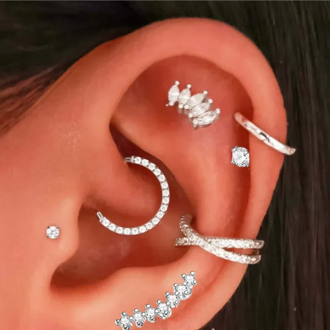 1PC Tragus Helix Piercing Earring For Women Zircon Cluster Star Cartilage Piercing Hoop Earring Ear Clip Stainless Steel Jewelry Viralgem Store