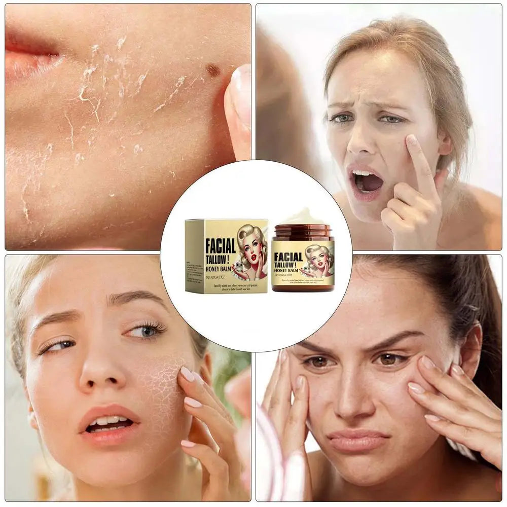 Tallow Balm 4.23oz Hydrating Face Balm Beef Tallow Face ceram Skincare For Skin Pure Cream Tallow Honey Cream For Face And Body